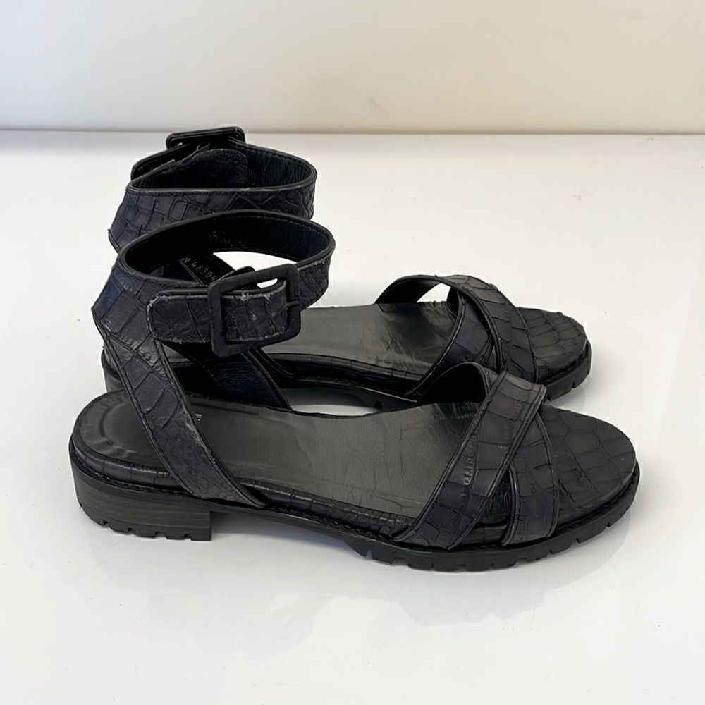 Stuart Weitzman Croc Sandal w/Ankle Buckle WORN ONCE!